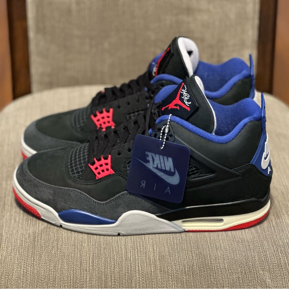 Jordan 4 Rare Air black, blue, red, grey